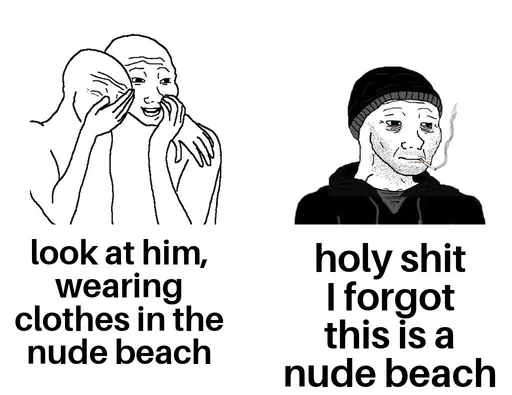 Nude Beach Forgetting Clothes