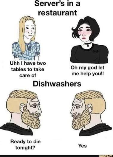 Servers Help Dishwashers